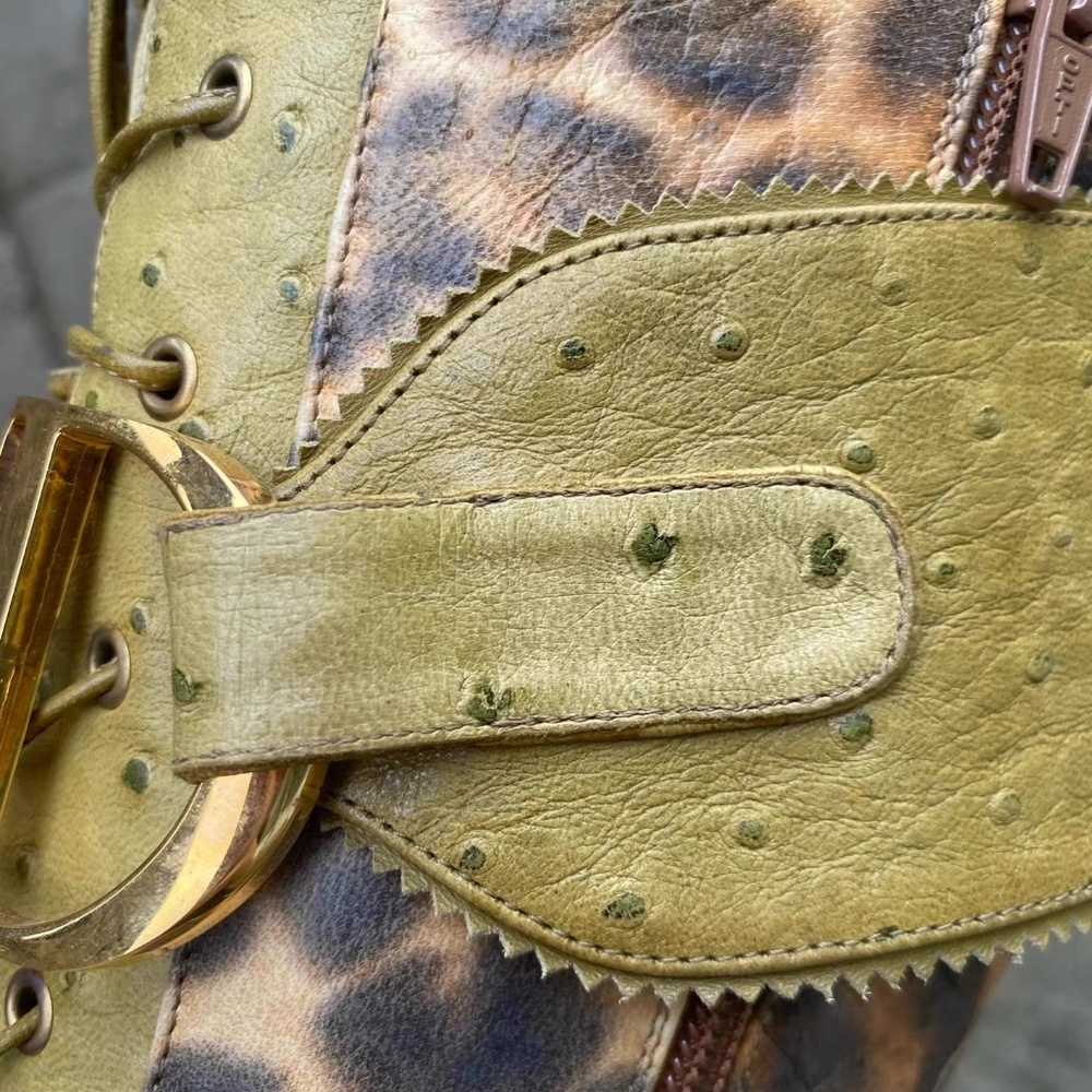Christian Dior CD Logo Green Cheetah Print Boots 36 - Picture 6 of 6